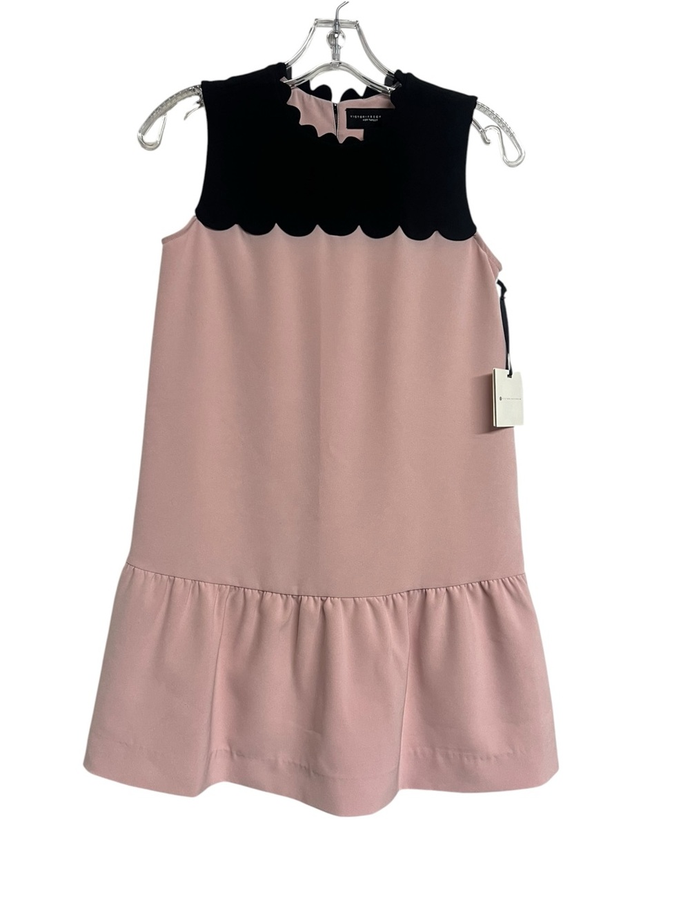 Victoria Beckham for Target Pink Dress with Black Scallop Yoke Peplum Preppy